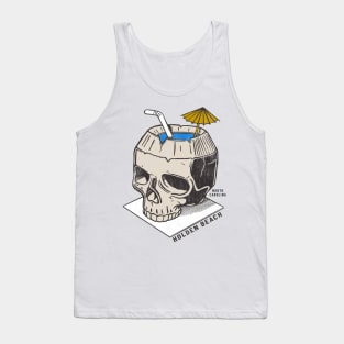 Holden Beach, NC Summertime Vacationing Skull Drink Tank Top